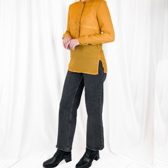 Long Sleeve See Thru Blouse • Yellow - Picture 8 of 9